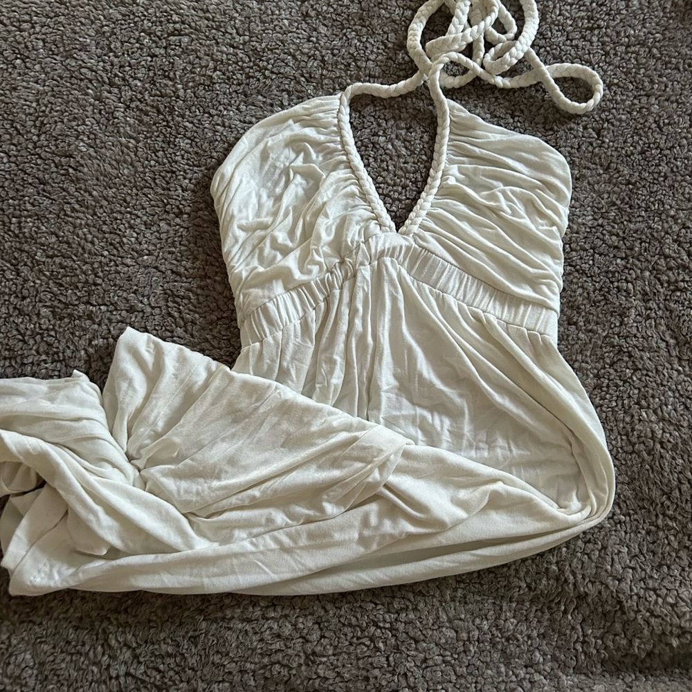 Elegant and Sexy Venus Cream Halter Midi Dress Size Small S